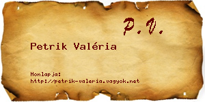 Petrik Valéria névjegykártya